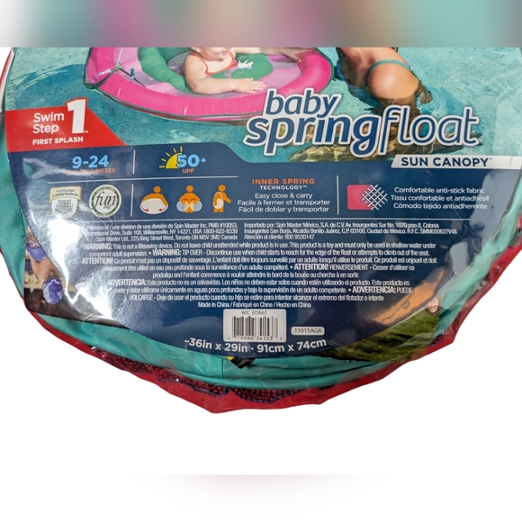NEW SwimWays Baby Spring Float with Canopy Size 9-24 Months 50+ UPF - Picture 2 of 4